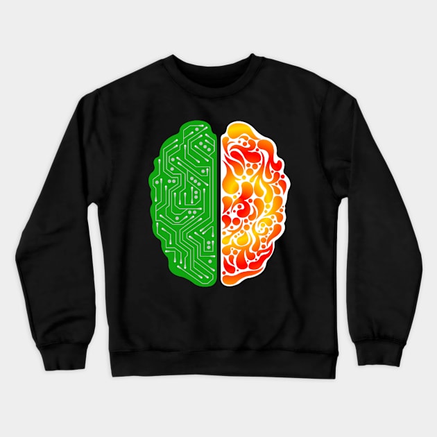 Right Brain Left Brain Crewneck Sweatshirt by CeeGunn